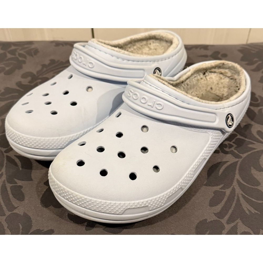 Crocs Classic Lined Clogs Men's 8 Women's 10 White Fuzzy Fleece Slip On Unisex
